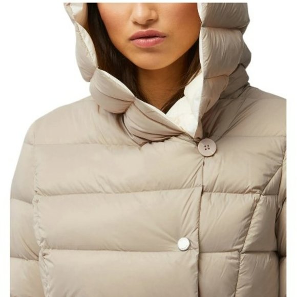 SOIA & KYO - Jenni Wrap Hooded Down Puffer Coat, Fawn-Pwod, Med. - Picture 4 of 7